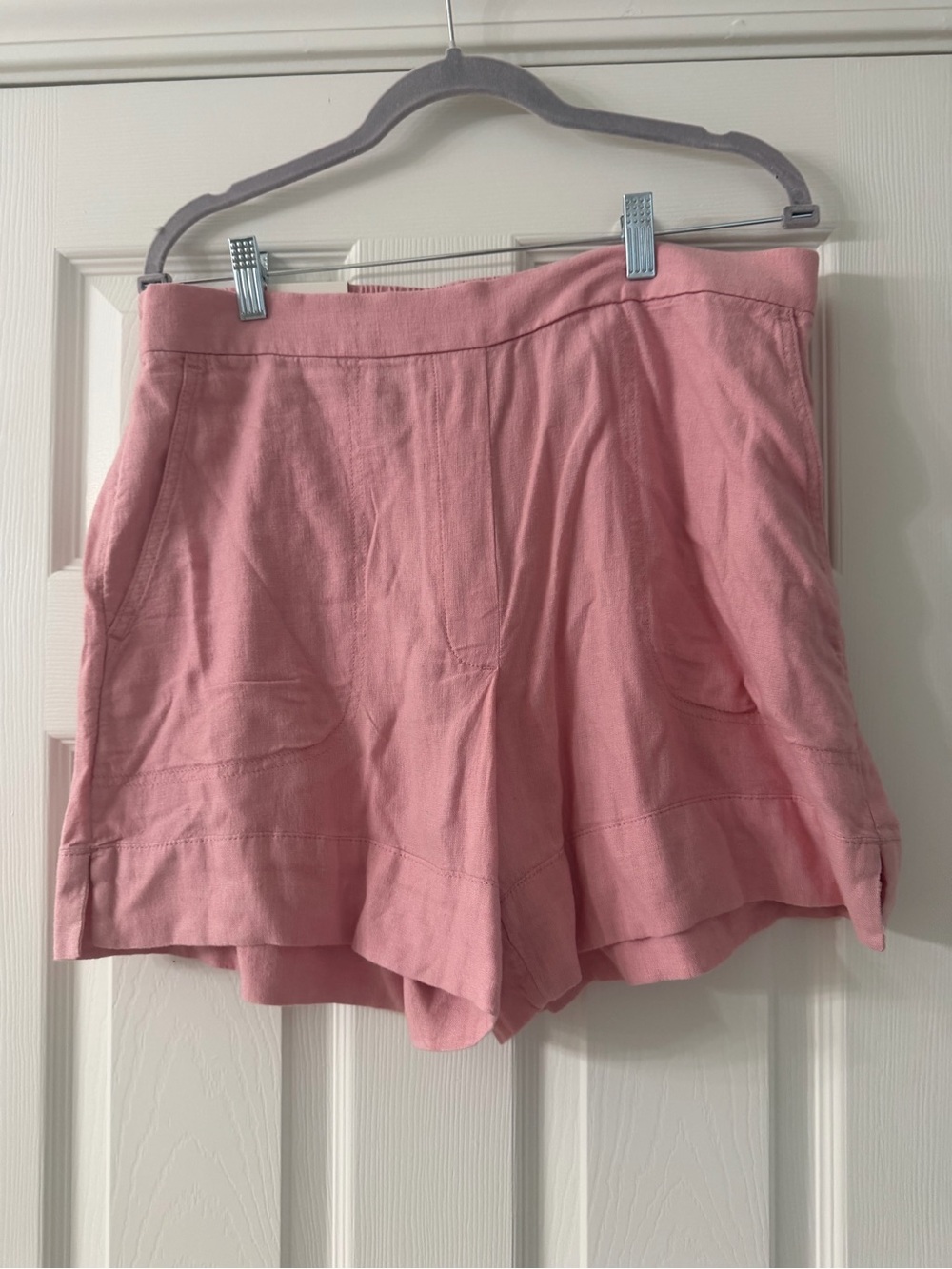 Banana Republic Soft Pink High-Waist Linen-Blend Shorts - size L NWT